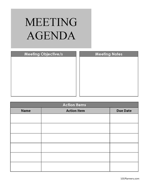 free agenda creator.